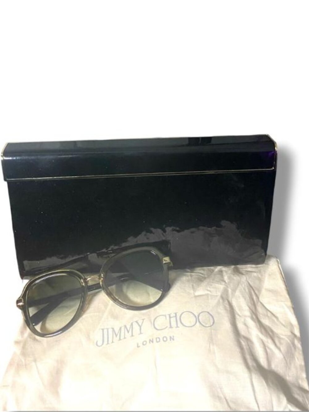JIMMY CHOO - CAYLA Clutch OLZV 01003 & JIMMY CHOO SUNNIES & COA W DUST MSRP $899